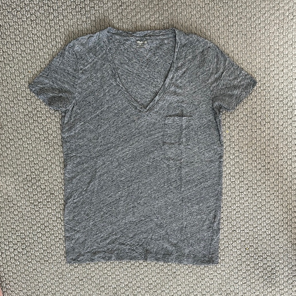Madewell Gray V-Neck Short Sleeve Tee